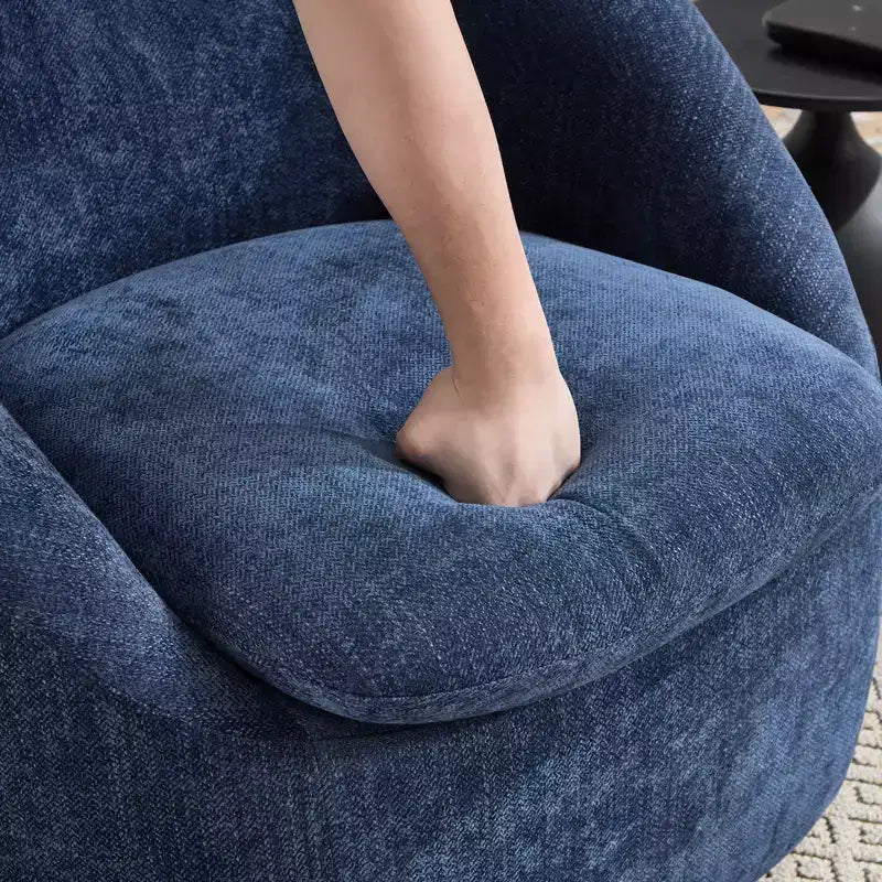 Bekrvio Swivel Accent Chair, Chenille Upholstered Barrel Chair with Thick Cushion, Modern Lounge Chair with Metal Base for Living Room Bedroom