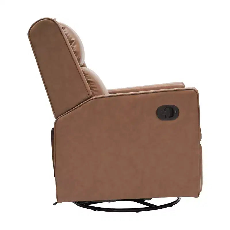 Emma and Oliver Swivel Glider Rocker Recliner with USB/USB-C Charging Ports, Manual 270 Degree Swivel Recliner
