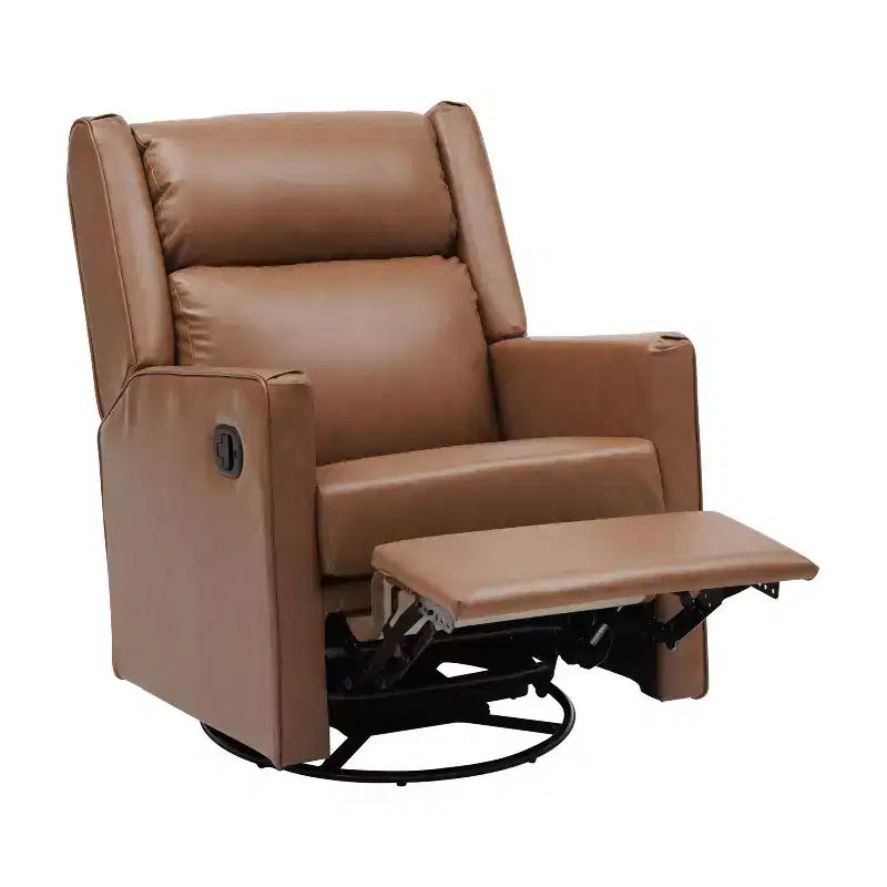 Emma and Oliver Swivel Glider Rocker Recliner with USB/USB-C Charging Ports, Manual 270 Degree Swivel Recliner