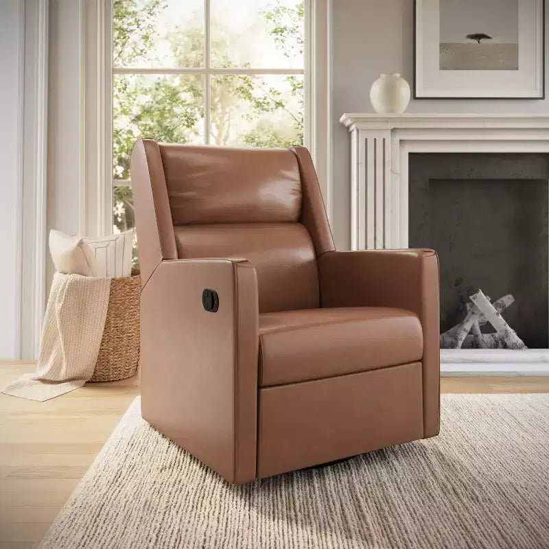 Emma and Oliver Swivel Glider Rocker Recliner with USB/USB-C Charging Ports, Manual 270 Degree Swivel Recliner