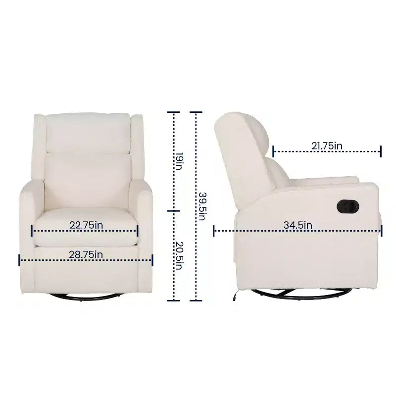 Emma and Oliver Swivel Glider Rocker Recliner with USB/USB-C Charging Ports, Manual 270 Degree Swivel Recliner
