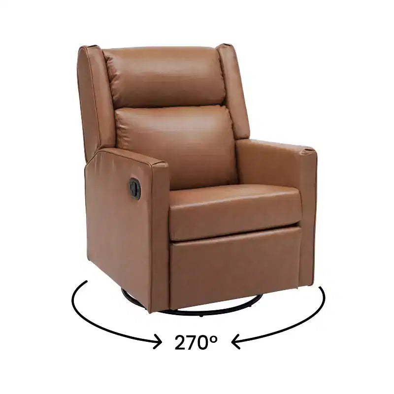 Emma and Oliver Swivel Glider Rocker Recliner with USB/USB-C Charging Ports, Manual 270 Degree Swivel Recliner