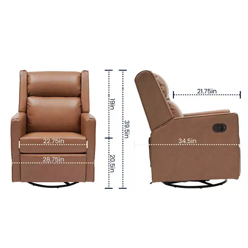 Emma and Oliver Swivel Glider Rocker Recliner with USB/USB-C Charging Ports, Manual 270 Degree Swivel Recliner
