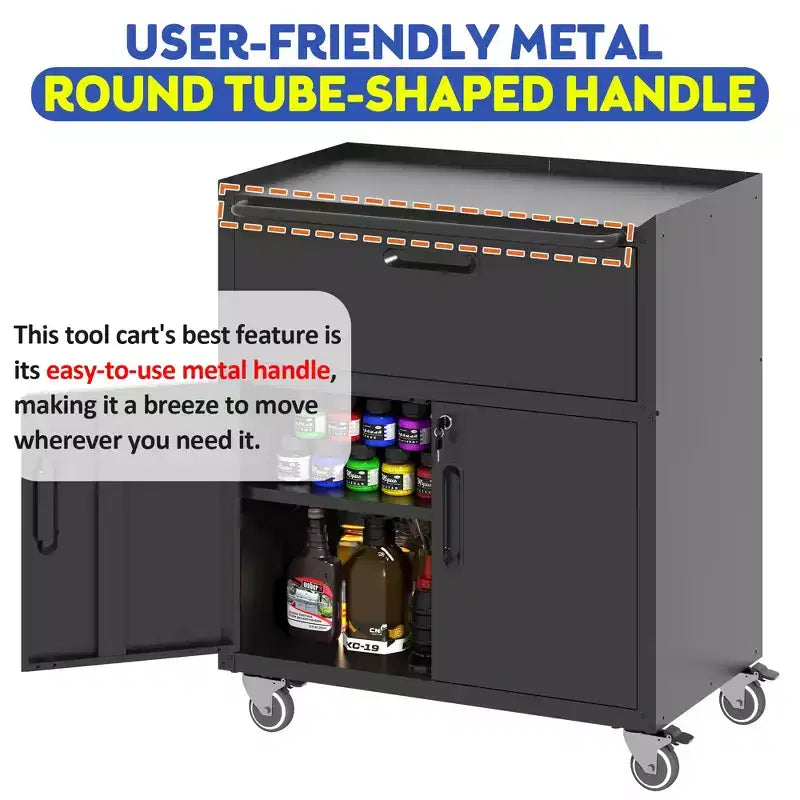 Metal Tool Cabinet for Garage, Mobile Heavy-Duty Storage Cabinet with Locking Doors, Rolling Tool Storage Cabinet