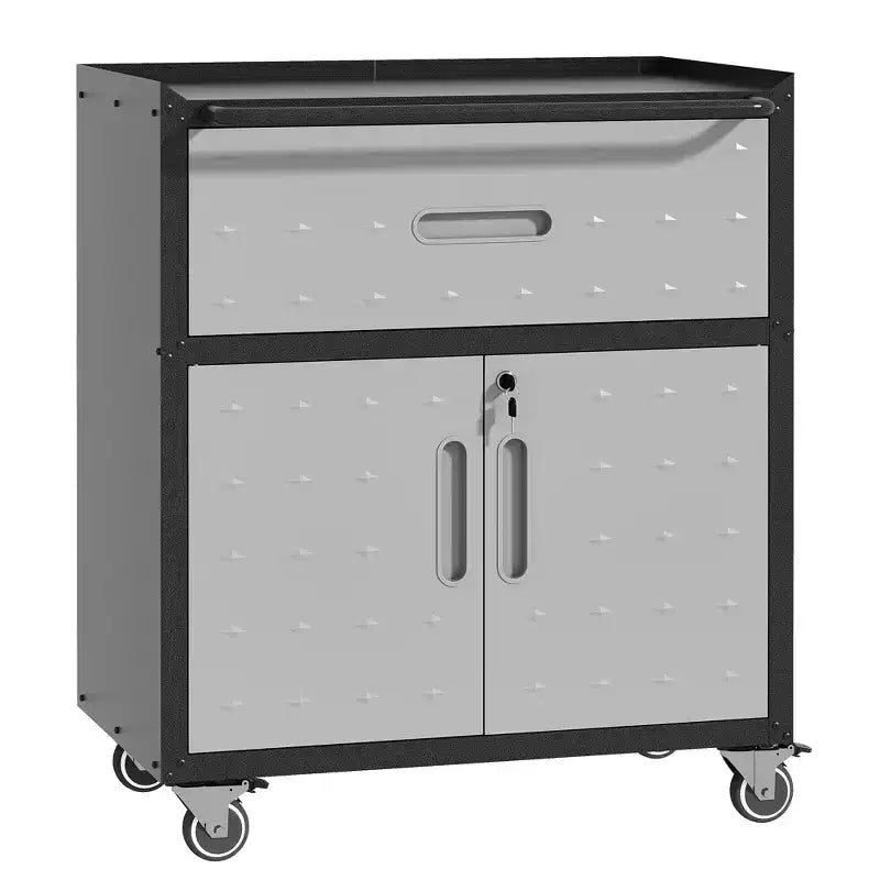 Metal Tool Cabinet for Garage, Mobile Heavy-Duty Storage Cabinet with Locking Doors, Rolling Tool Storage Cabinet