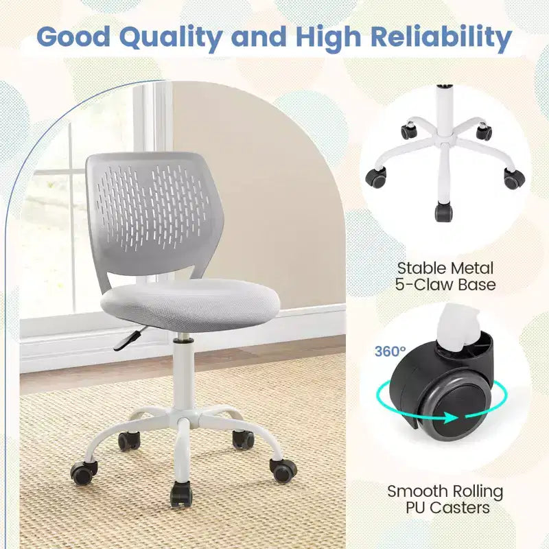 Costway Kids Desk Chair Ergonomic Swivel Children Mesh Study Height Adjustable Rose/Blue/Turquoise/Purple/Gray/Light Green