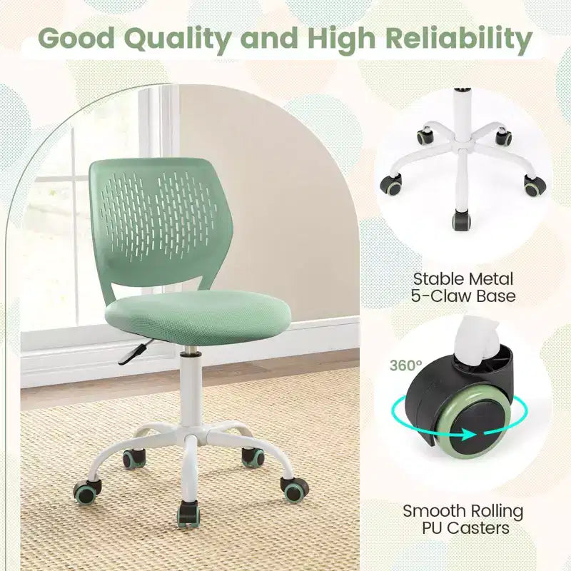 Costway Kids Desk Chair Ergonomic Swivel Children Mesh Study Height Adjustable Rose/Blue/Turquoise/Purple/Gray/Light Green