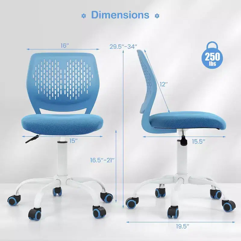 Costway Kids Desk Chair Ergonomic Swivel Children Mesh Study Height Adjustable Rose/Blue/Turquoise/Purple/Gray/Light Green