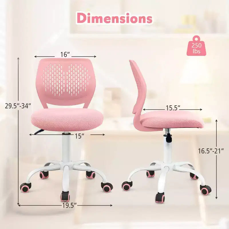 Costway Kids Desk Chair Ergonomic Swivel Children Mesh Study Height Adjustable Rose/Blue/Turquoise/Purple/Gray/Light Green