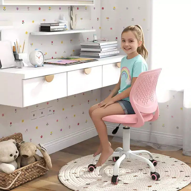 Costway Kids Desk Chair Ergonomic Swivel Children Mesh Study Height Adjustable Rose/Blue/Turquoise/Purple/Gray/Light Green