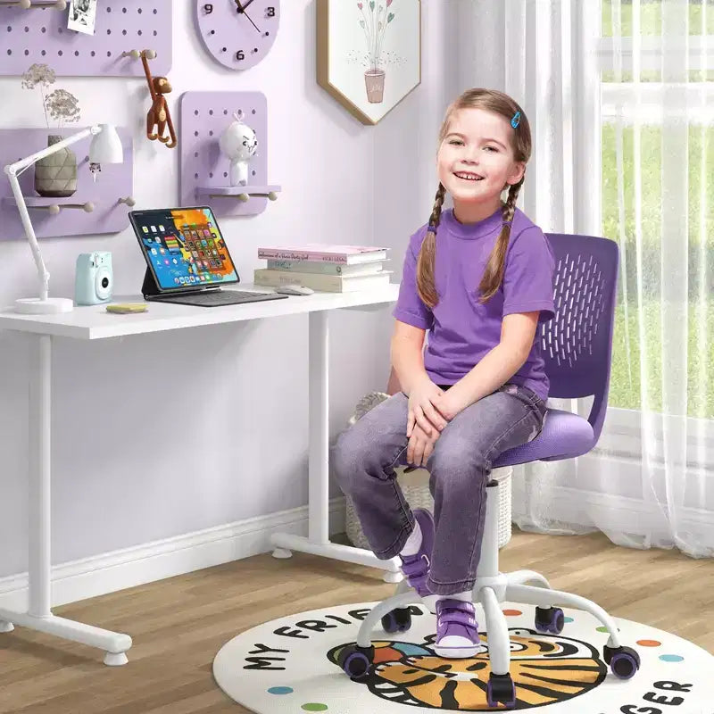 Costway Kids Desk Chair Ergonomic Swivel Children Mesh Study Height Adjustable Rose/Blue/Turquoise/Purple/Gray/Light Green