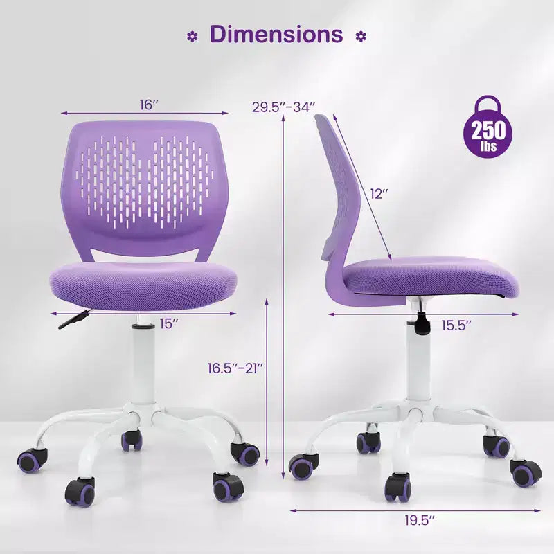 Costway Kids Desk Chair Ergonomic Swivel Children Mesh Study Height Adjustable Rose/Blue/Turquoise/Purple/Gray/Light Green