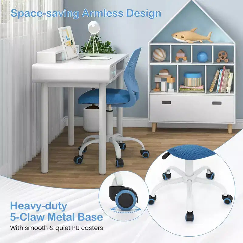Costway Kids Desk Chair Ergonomic Swivel Children Mesh Study Height Adjustable Rose/Blue/Turquoise/Purple/Gray/Light Green