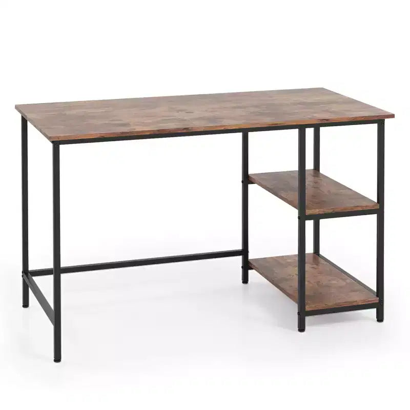 Costway 47'' Computer Desk Office Study Table Workstation Home w/ Adjustable Shelf Rustic Black/Coffee/Brown
