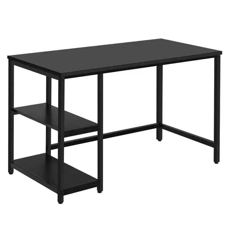 Costway 47'' Computer Desk Office Study Table Workstation Home w/ Adjustable Shelf Rustic Black/Coffee/Brown
