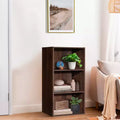 Costway 2 PCS 3 Tier Open Shelf Bookcase Multi-functional Storage Display Cabinet Walnut